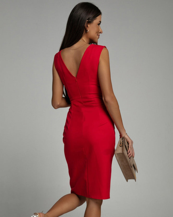 Florine | Robe ajustée avec col en V et fente 