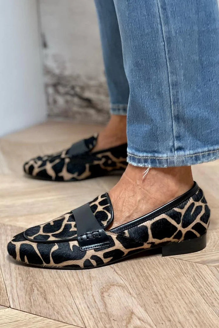 Joosje | Mocassins imprimé vache cosy chic 