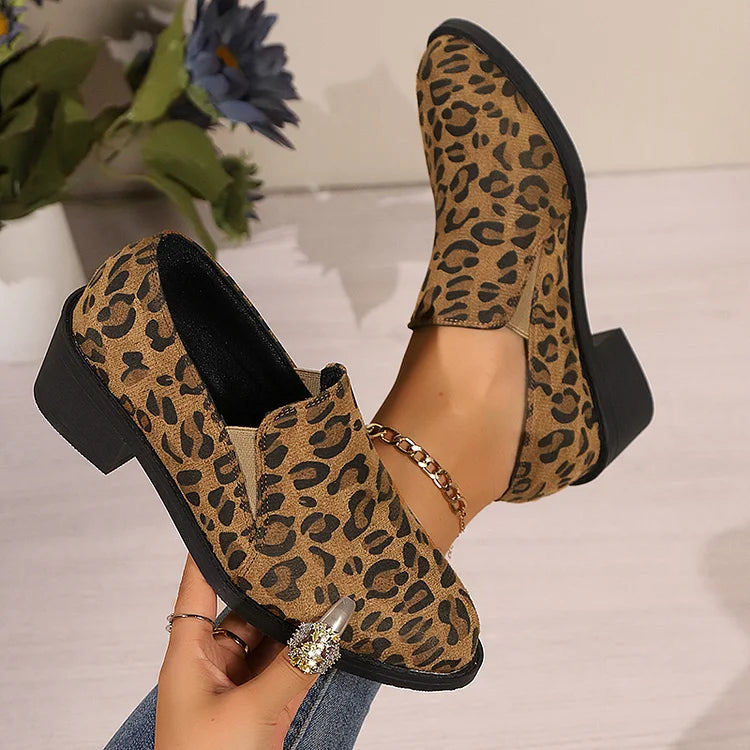 Angélique | Mocassins à bout rond avec talon large 