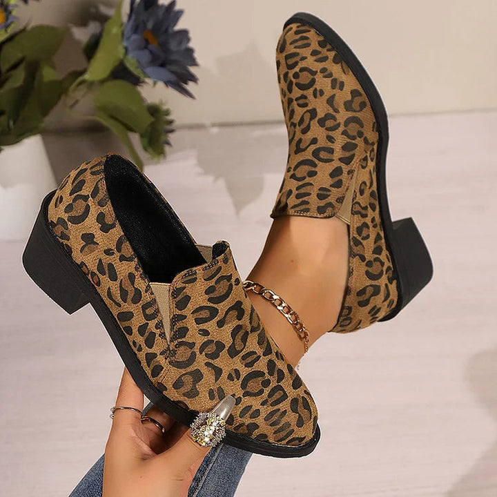 Angélique | Mocassins à bout rond avec talon large 