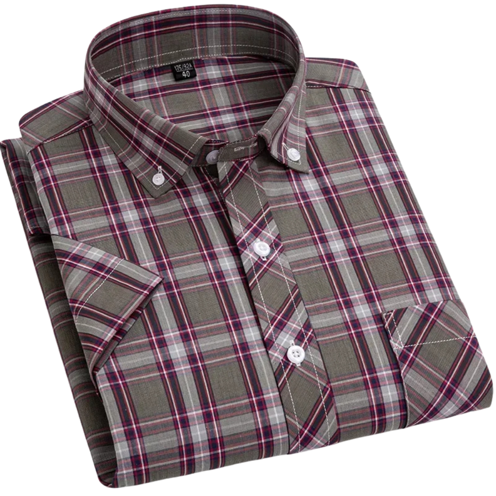 Chemise à carreaux à manches courtes en coton 