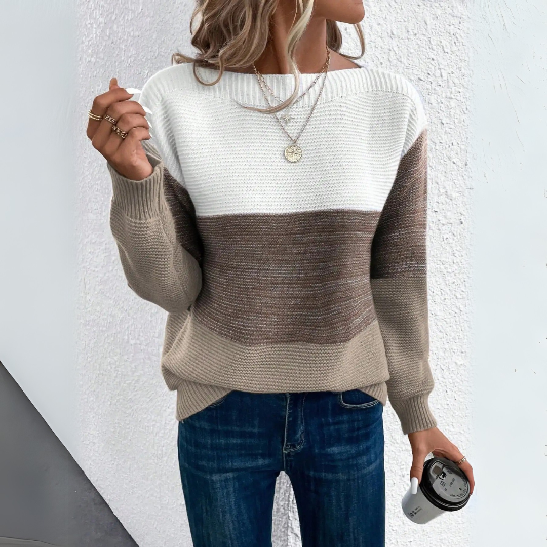 Clara | Pull Élégant Patchwork Tricolore 