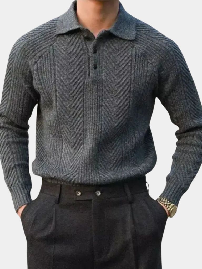 Pull en tricot polo à manches longues - Leviana 