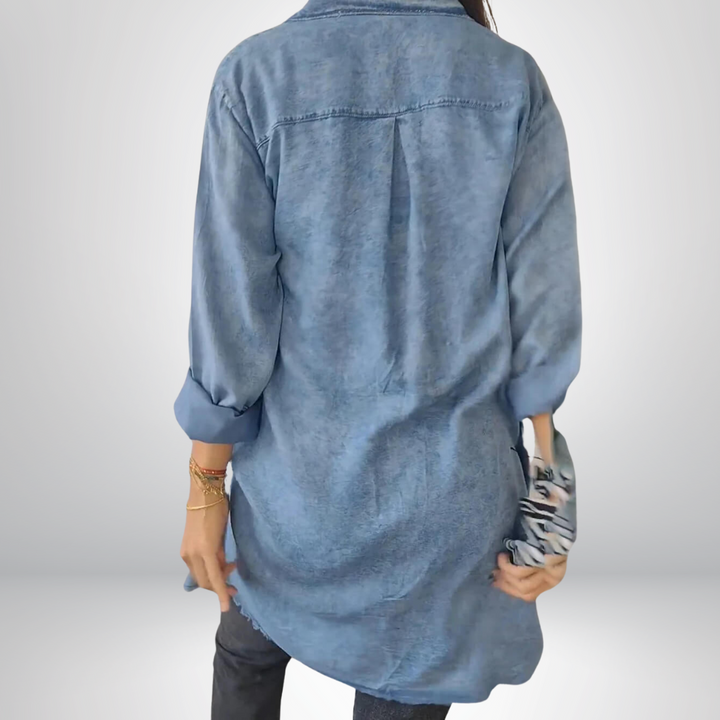 Sofia® | Veste en jean à manches longues élégante et polyvalente avec col 