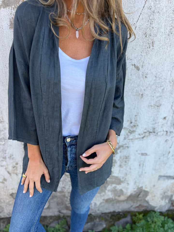 Cardigan en lin avec volants 