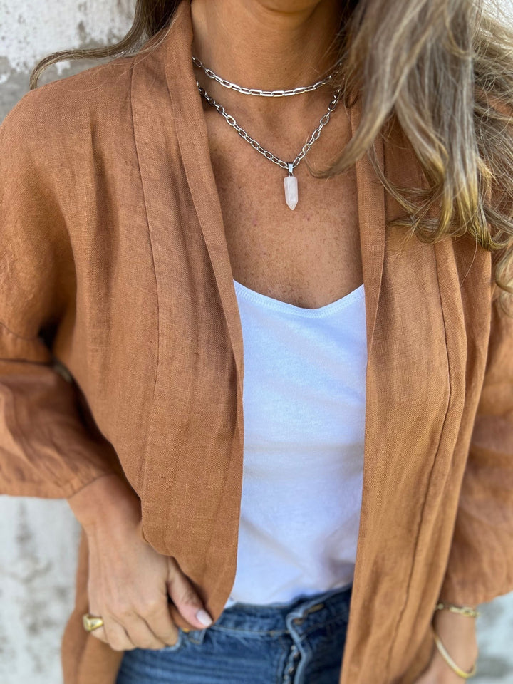 Cardigan en lin avec volants 