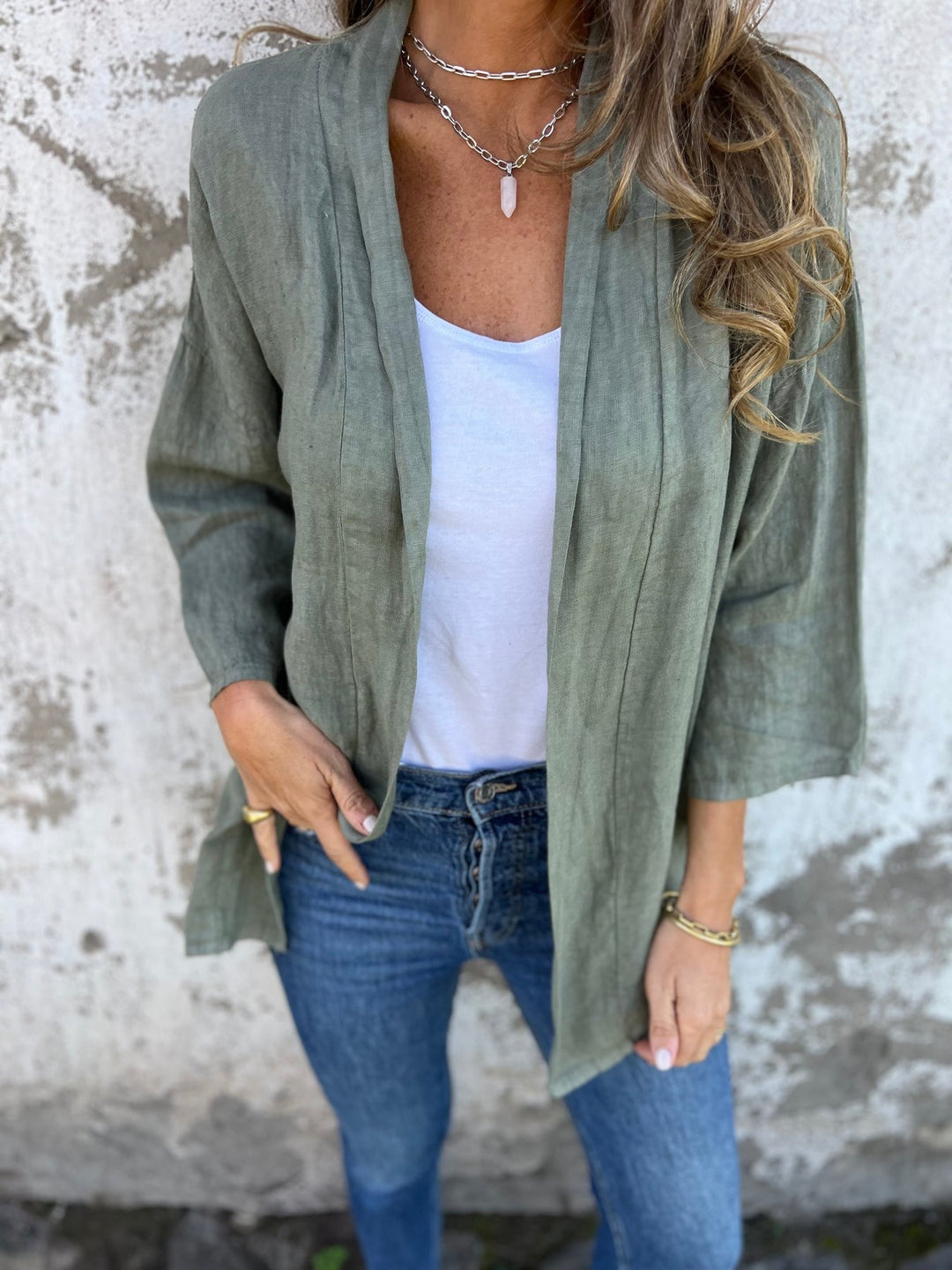 Cardigan en lin avec volants 