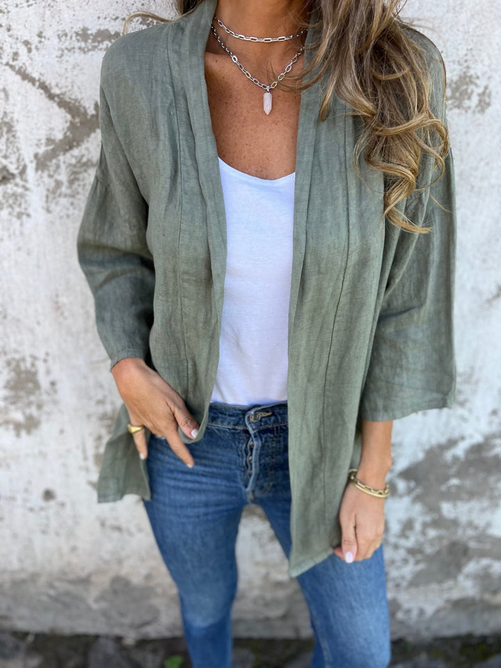 Cardigan en lin avec volants 