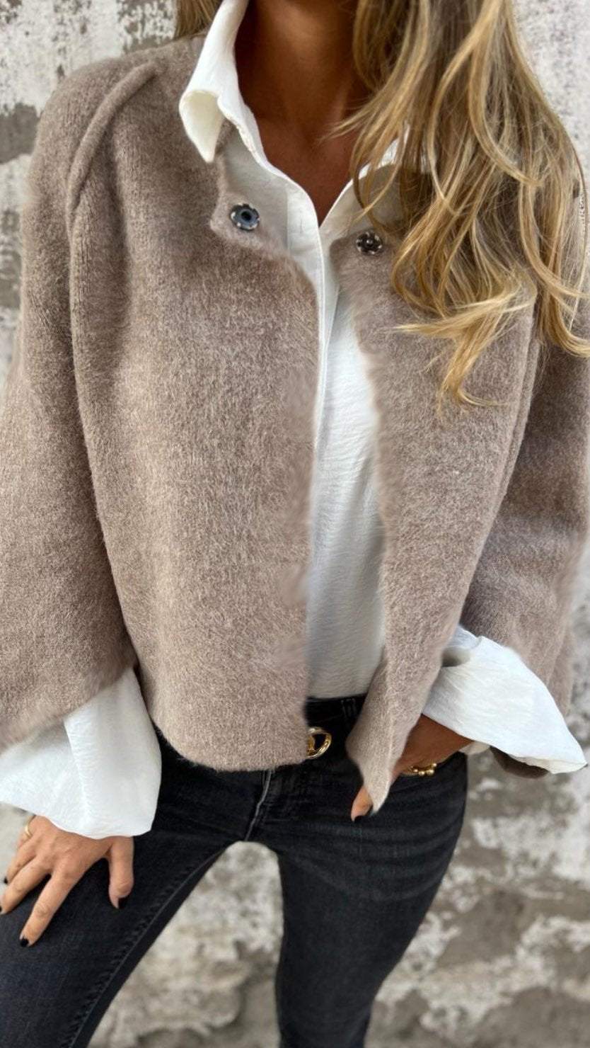 BEA | Manteau en laine pour femme avec col rond et manches longues 