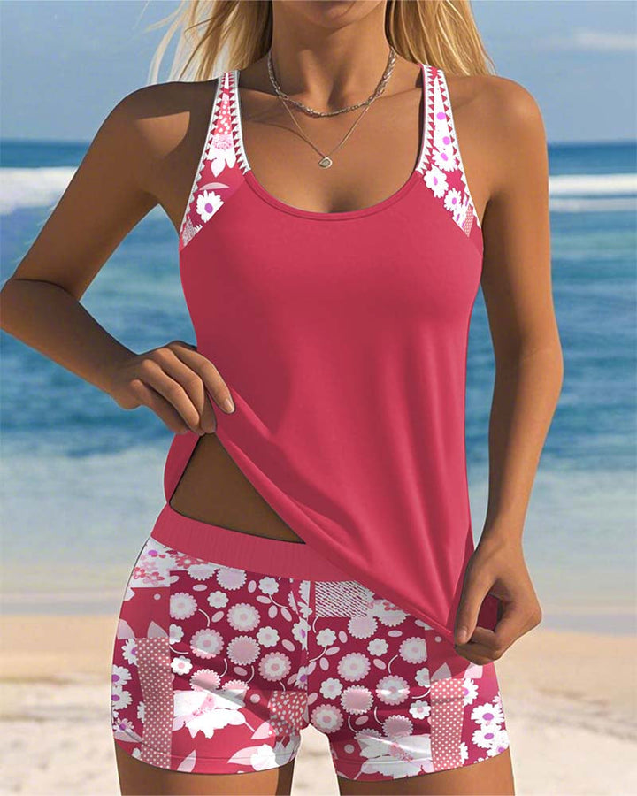 Alritta™ | Maillot de bain deux pièces coupe ample avec ambiance florale de plage 