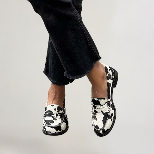 Veerle | Mocassins en cuir imprimés patchwork avec bout rond 