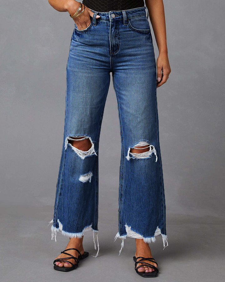 Jeans à jambes larges délavés 