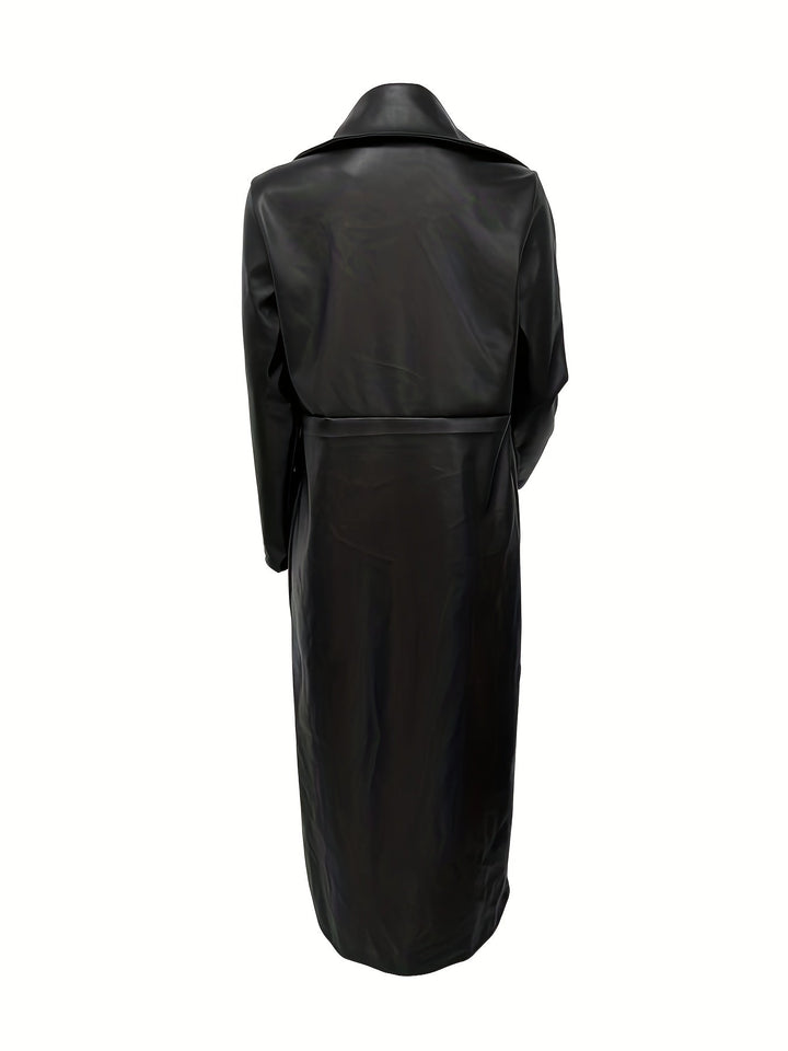Thryvion™ | Élégant long manteau en cuir 