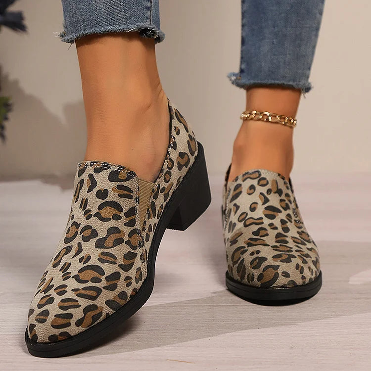 Angélique | Mocassins à bout rond avec talon large 