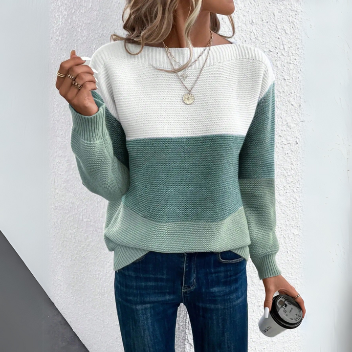Clara | Pull Élégant Patchwork Tricolore 
