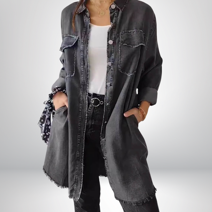 Sofia® | Veste en jean à manches longues élégante et polyvalente avec col 