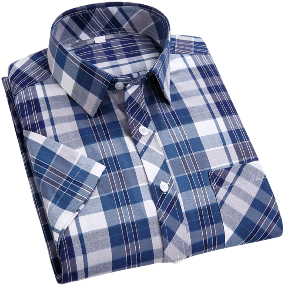 Chemise à carreaux à manches courtes en coton 