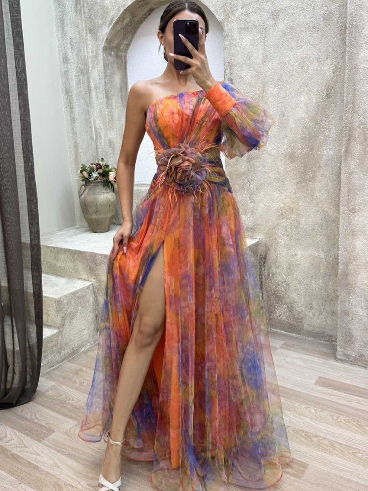 Kayla - Robe Maxi Florale Asymétrique 