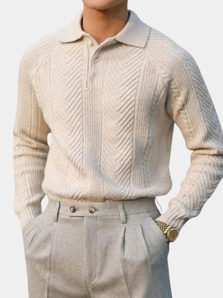 Pull en tricot polo à manches longues - Leviana 