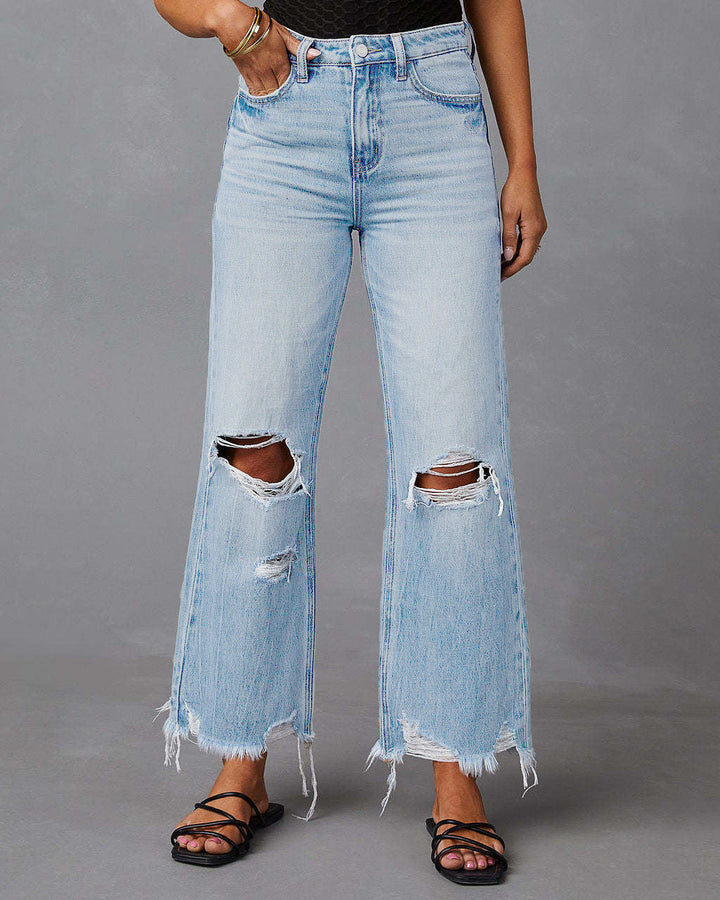 Jeans à jambes larges délavés 