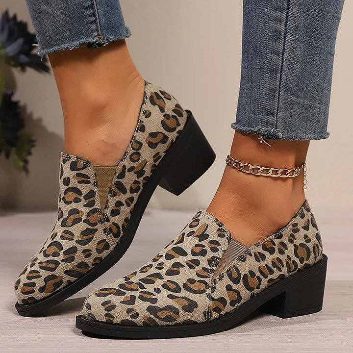 Angélique | Mocassins à bout rond avec talon large 