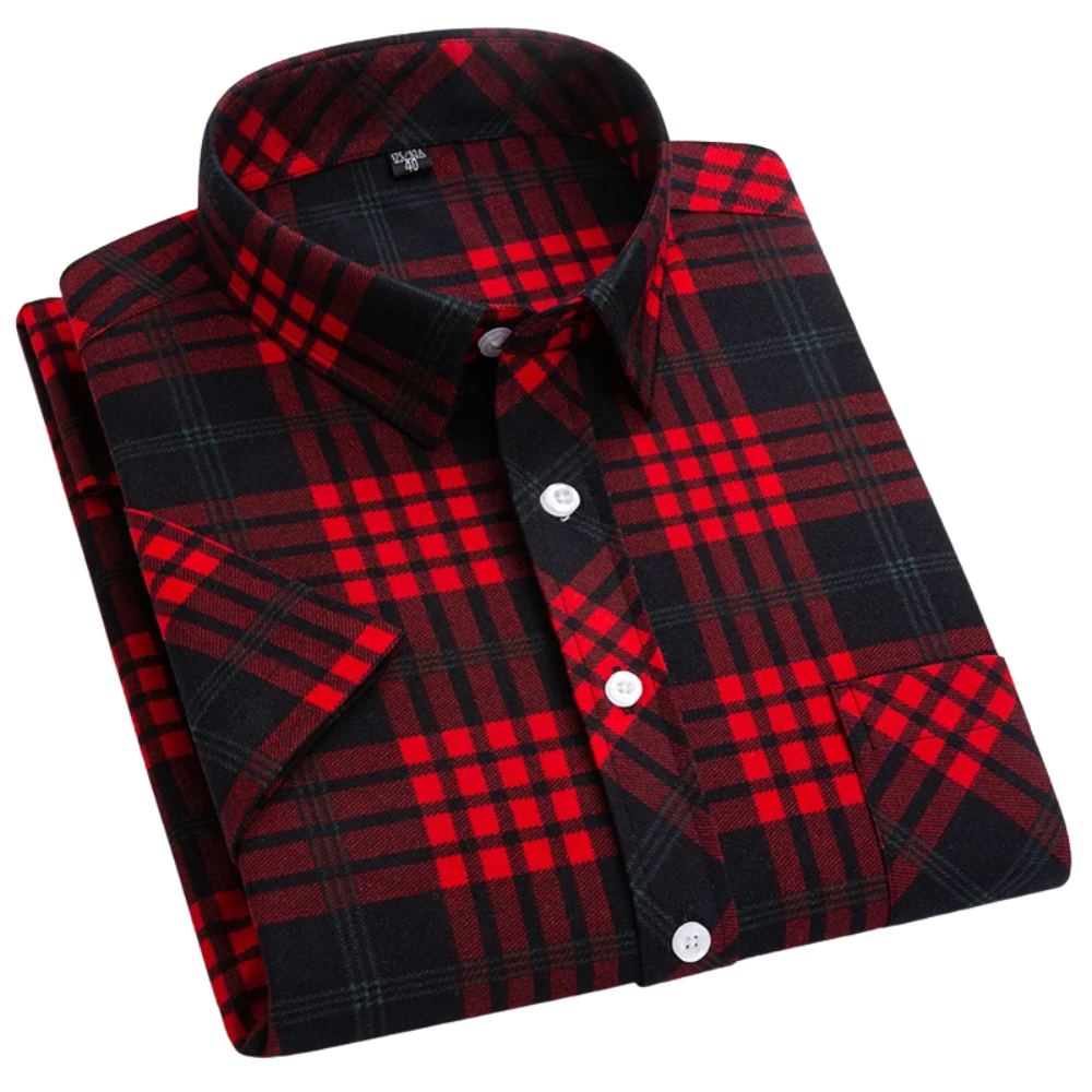 Chemise à carreaux à manches courtes en coton 