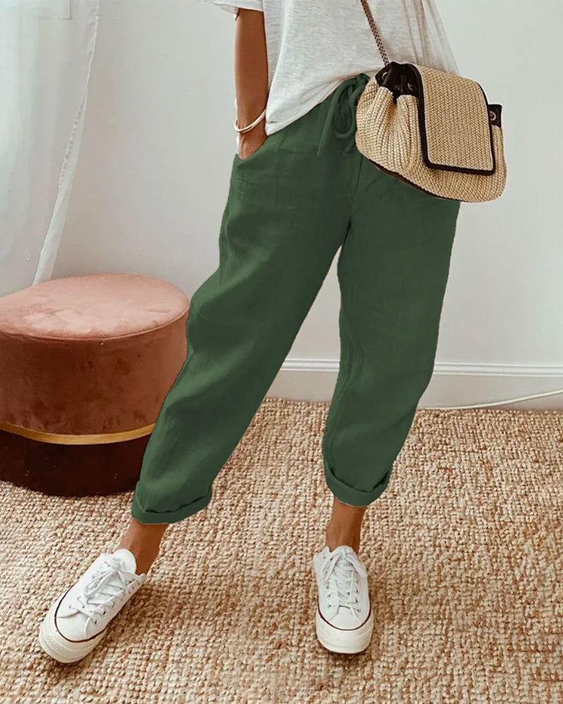 Pantalon en lin anti-transpiration décontracté et élégant 
