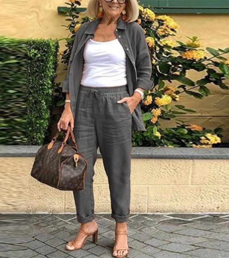 Martina - Ensemble chemise et pantalon en lin et coton 