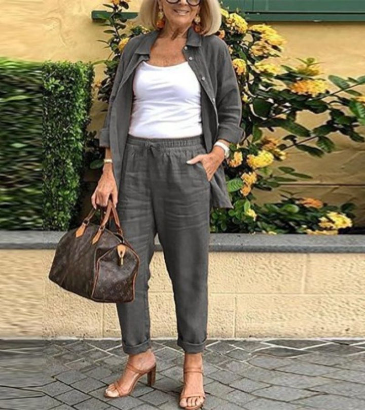Martina - Ensemble chemise et pantalon en lin et coton 