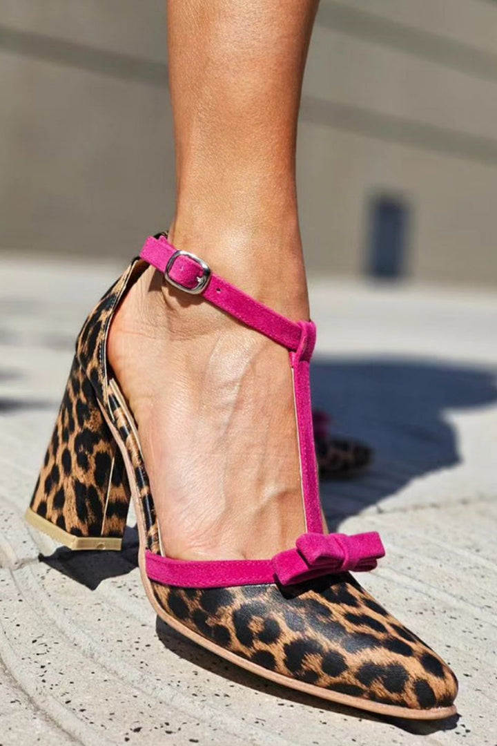 Leontina | Sandales imprimé léopard vert avec accent de couleur 