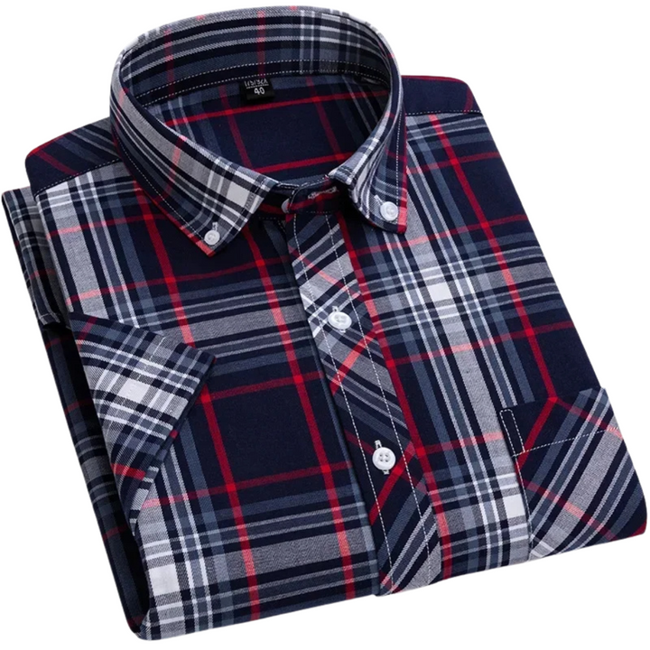 Chemise à carreaux à manches courtes en coton 