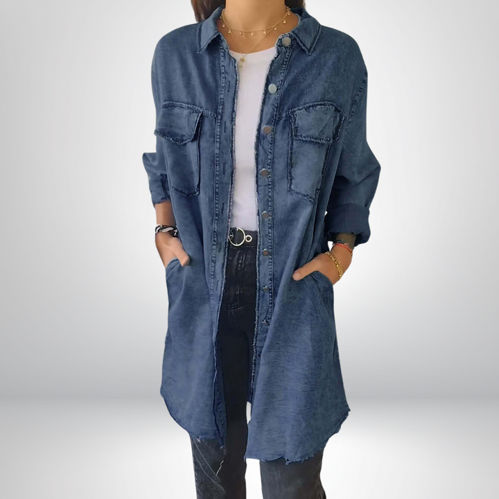 Sofia® | Veste en jean à manches longues élégante et polyvalente avec col 