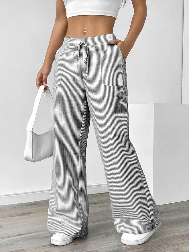Pantalon large en coton doux pour femmes 