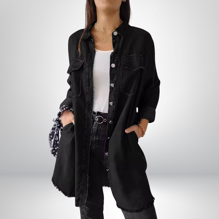 Sofia® | Veste en jean à manches longues élégante et polyvalente avec col 