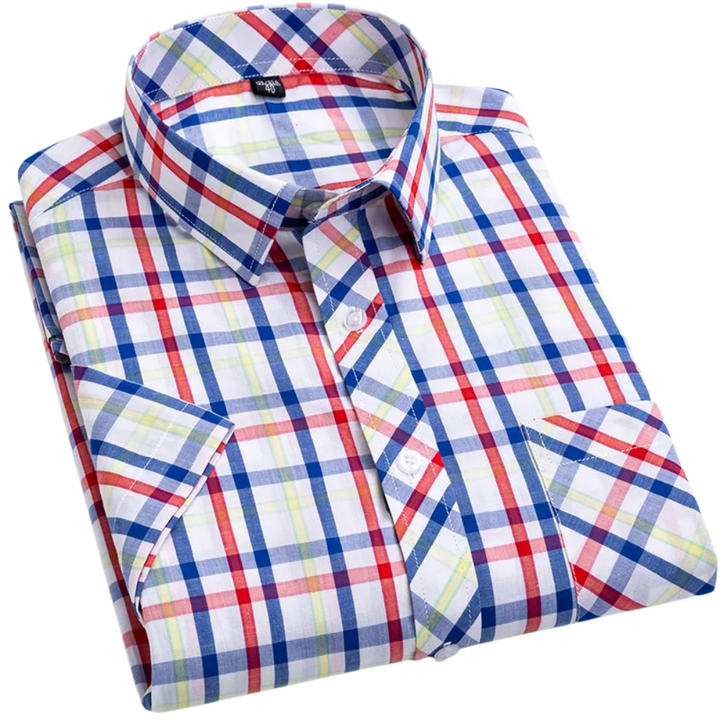 Chemise à carreaux à manches courtes en coton 
