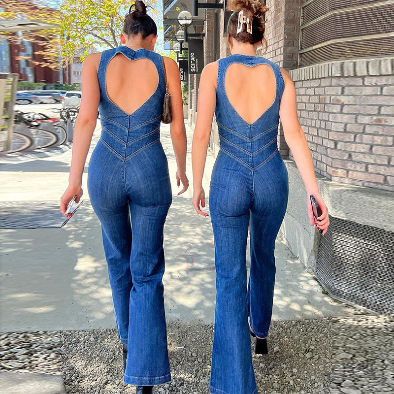 Carice™ | Combinaison en denim sans dos 