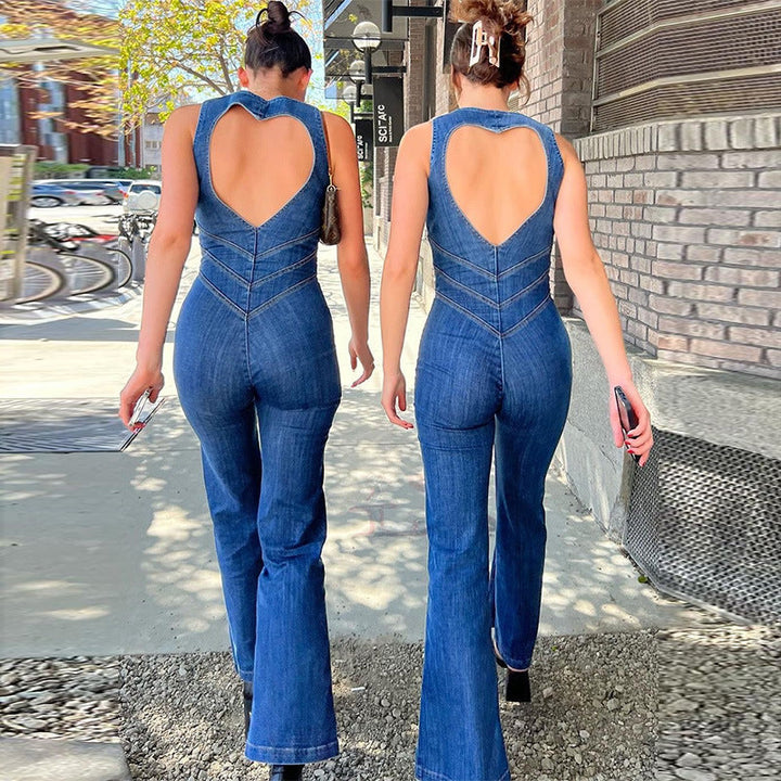 Carice™ | Combinaison en denim sans dos 