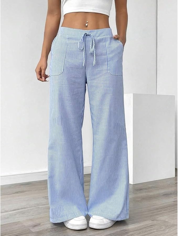 Pantalon large en coton doux pour femmes 