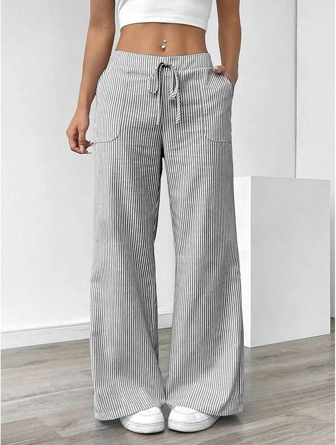 Pantalon large en coton doux pour femmes 