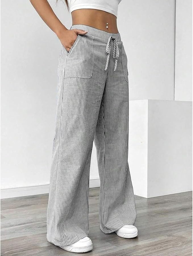 Pantalon large en coton doux pour femmes 