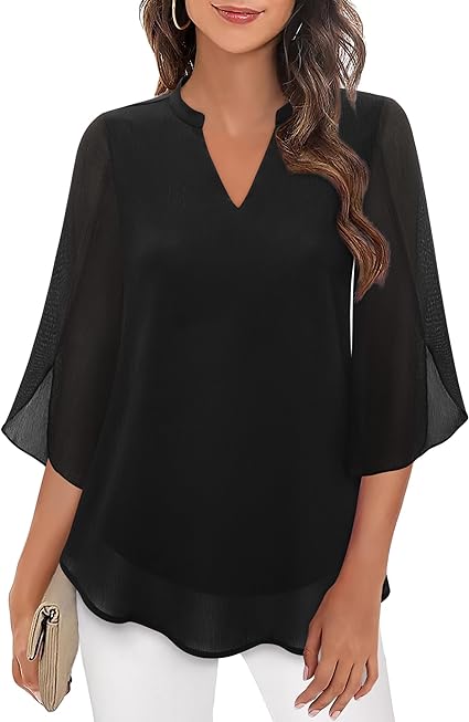 Petra – Blouse en chiffon de coupe trapèze 