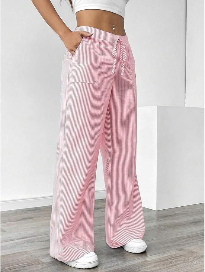 Pantalon large en coton doux pour femmes 