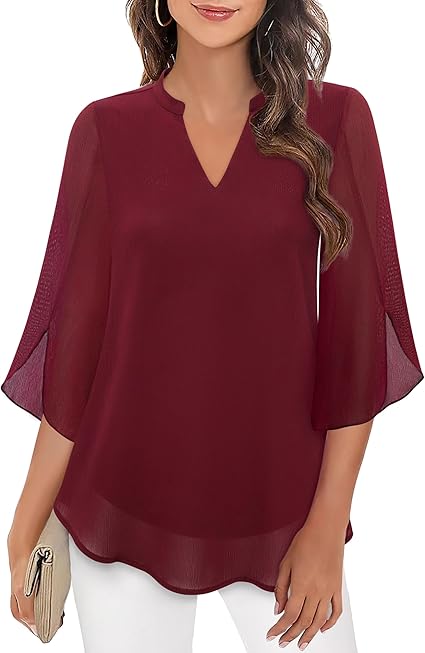 Petra – Blouse en chiffon de coupe trapèze 