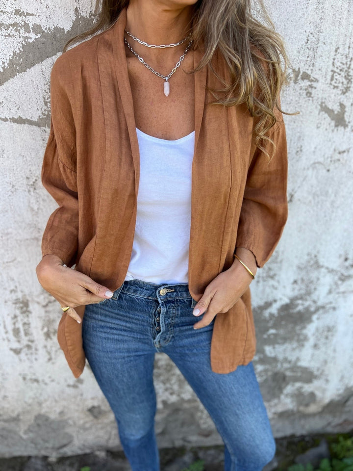 Cardigan en lin avec volants 