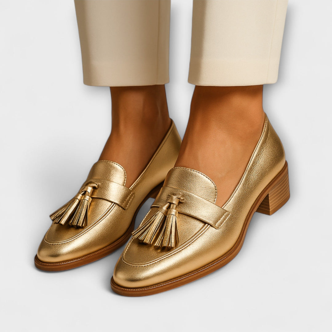 Valentino™ | Mocassins dorés élégants 