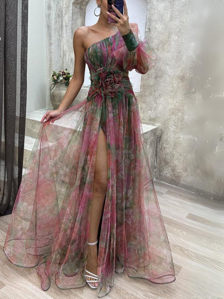 Kayla - Robe Maxi Florale Asymétrique 