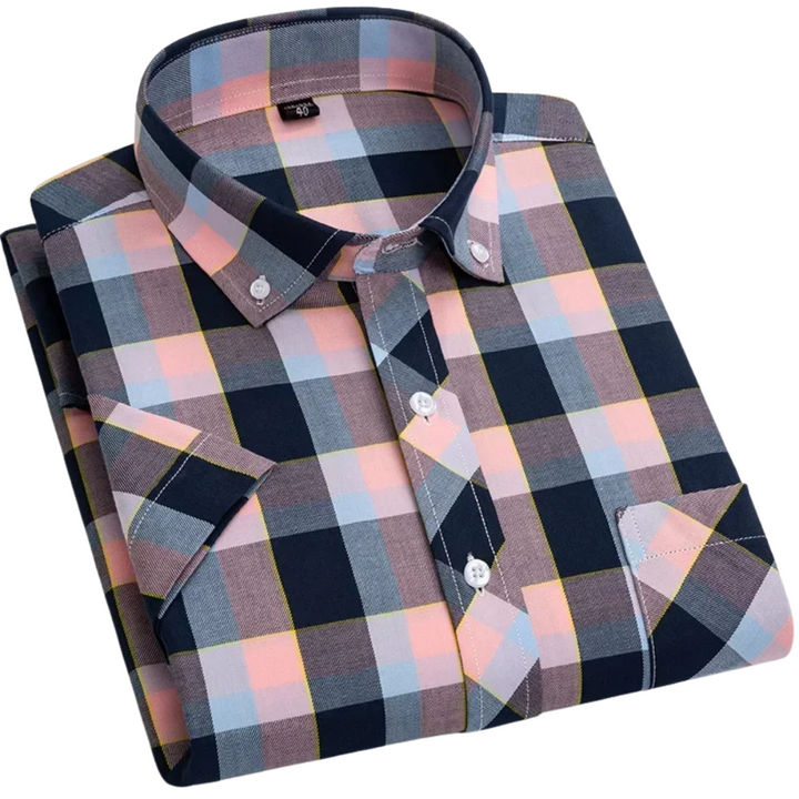 Chemise à carreaux à manches courtes en coton 