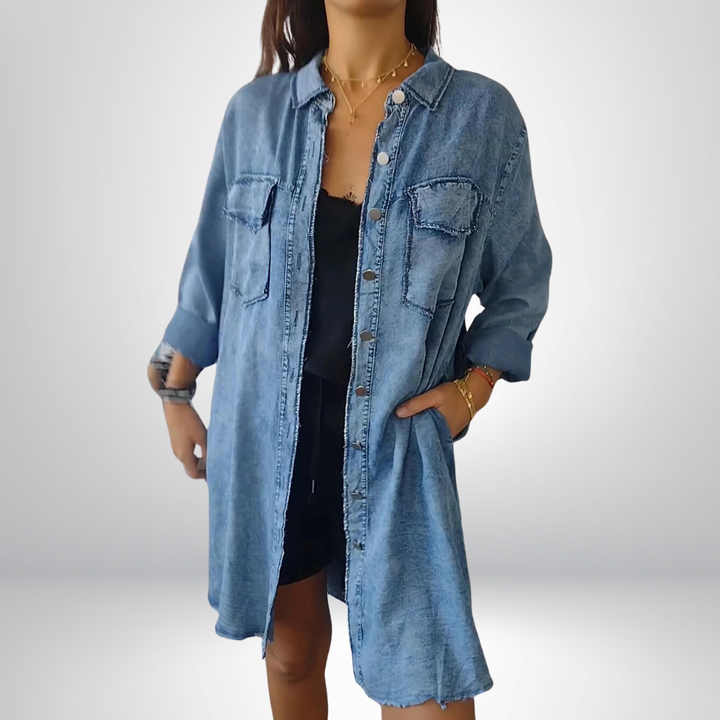 Sofia® | Veste en jean à manches longues élégante et polyvalente avec col 