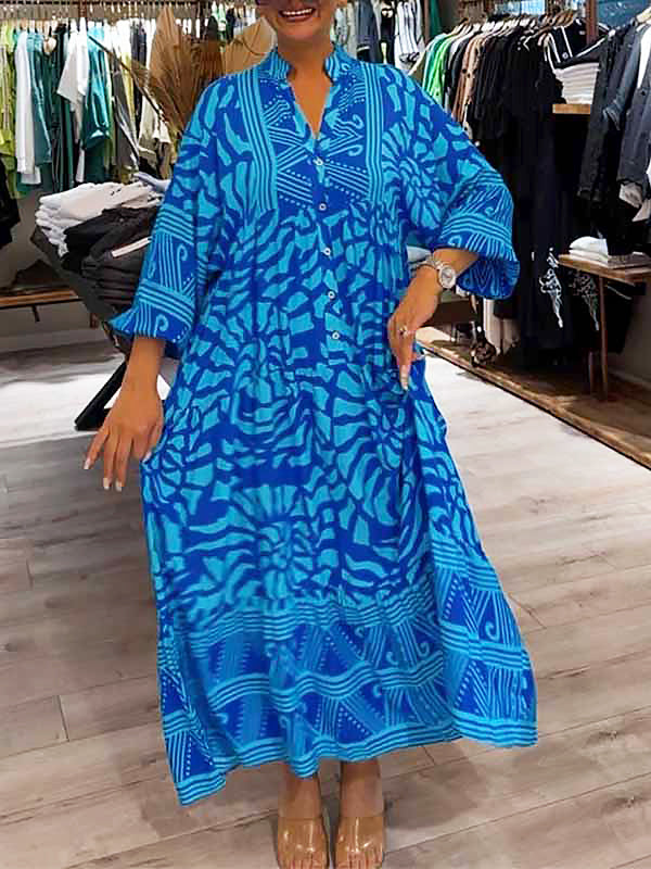 Mira | Robe imprimée à col en V (Presque épuisé) 