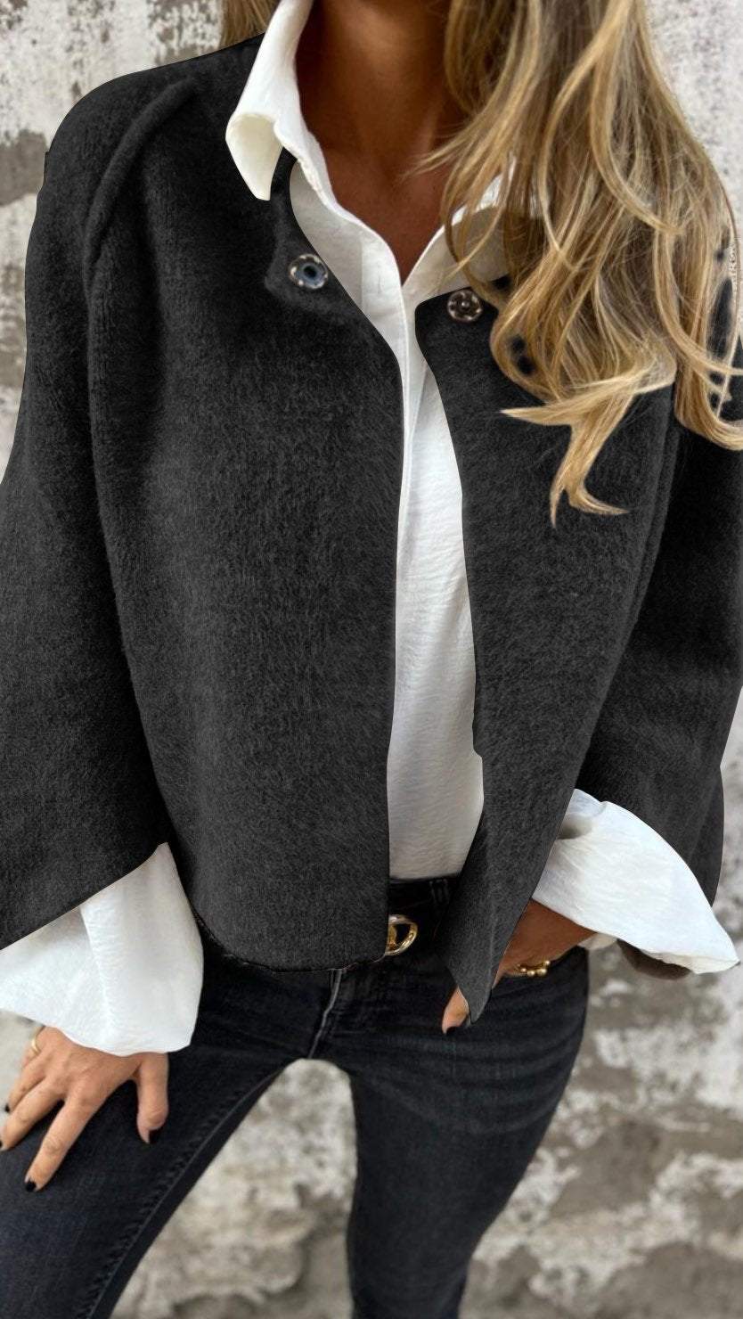 BEA | Manteau en laine pour femme avec col rond et manches longues 